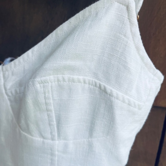 Aqua Corset  Lace Up Stitched Straps Linen White Mini Dress - 100% Exclusive S - Picture 8 of 13